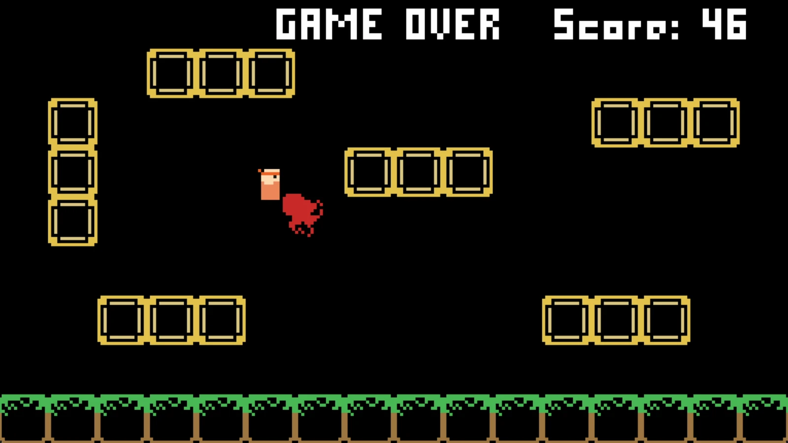 Image showing the game over state of the game, where the player was caught by the enemy.
